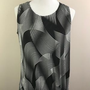 NEW Alfani Woman Sleeveless Blouse Black White 0X